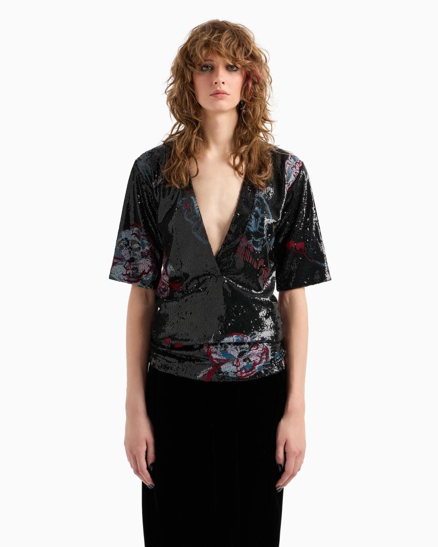 The World Of Armani BLUSA CON SCOLLO A V RICAMATA