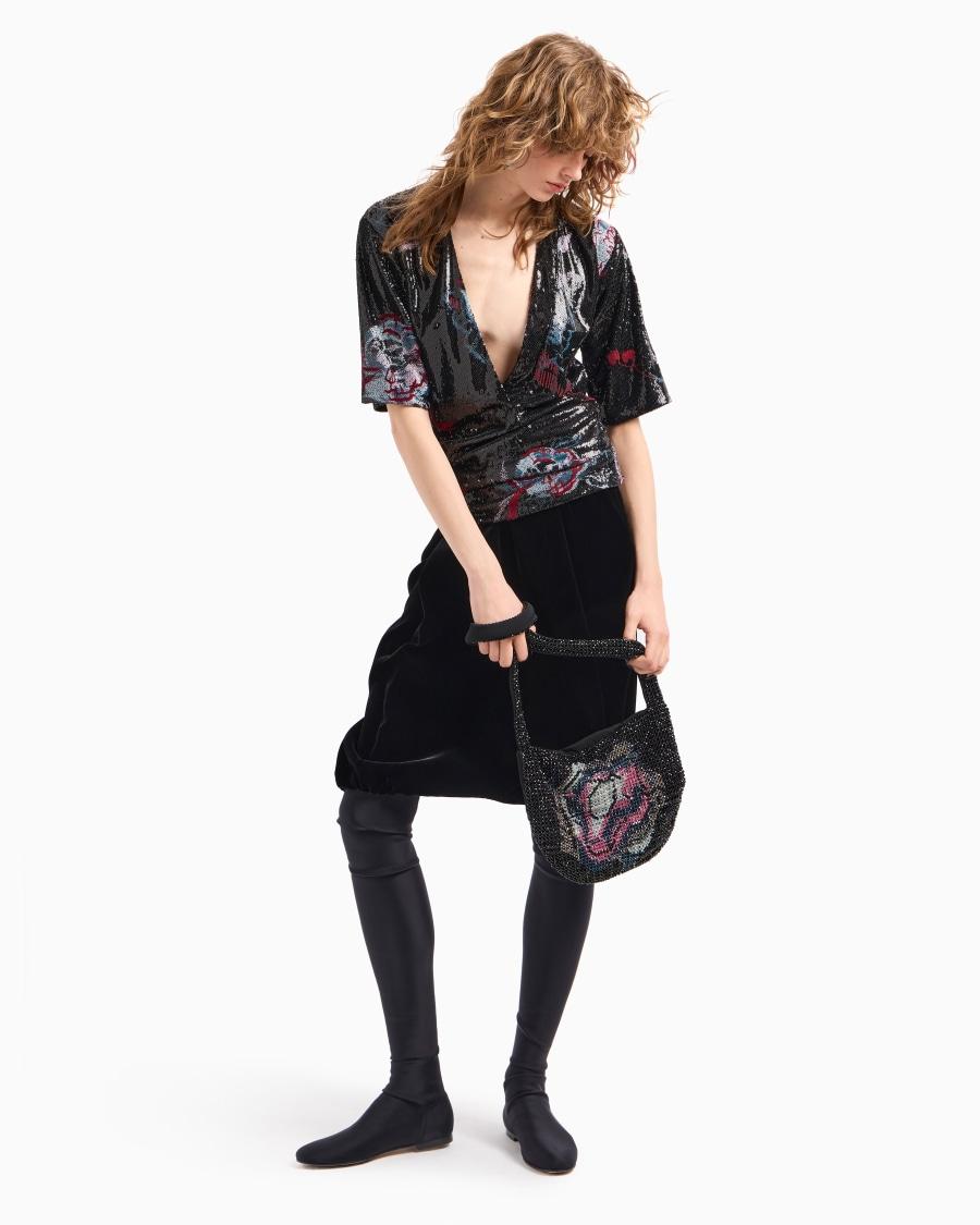 The World Of Armani BLUSA CON SCOLLO A V RICAMATA