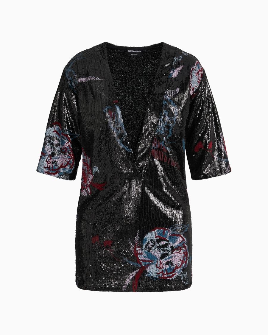 The world of armani BLUSA CON SCOLLO A V RICAMATA