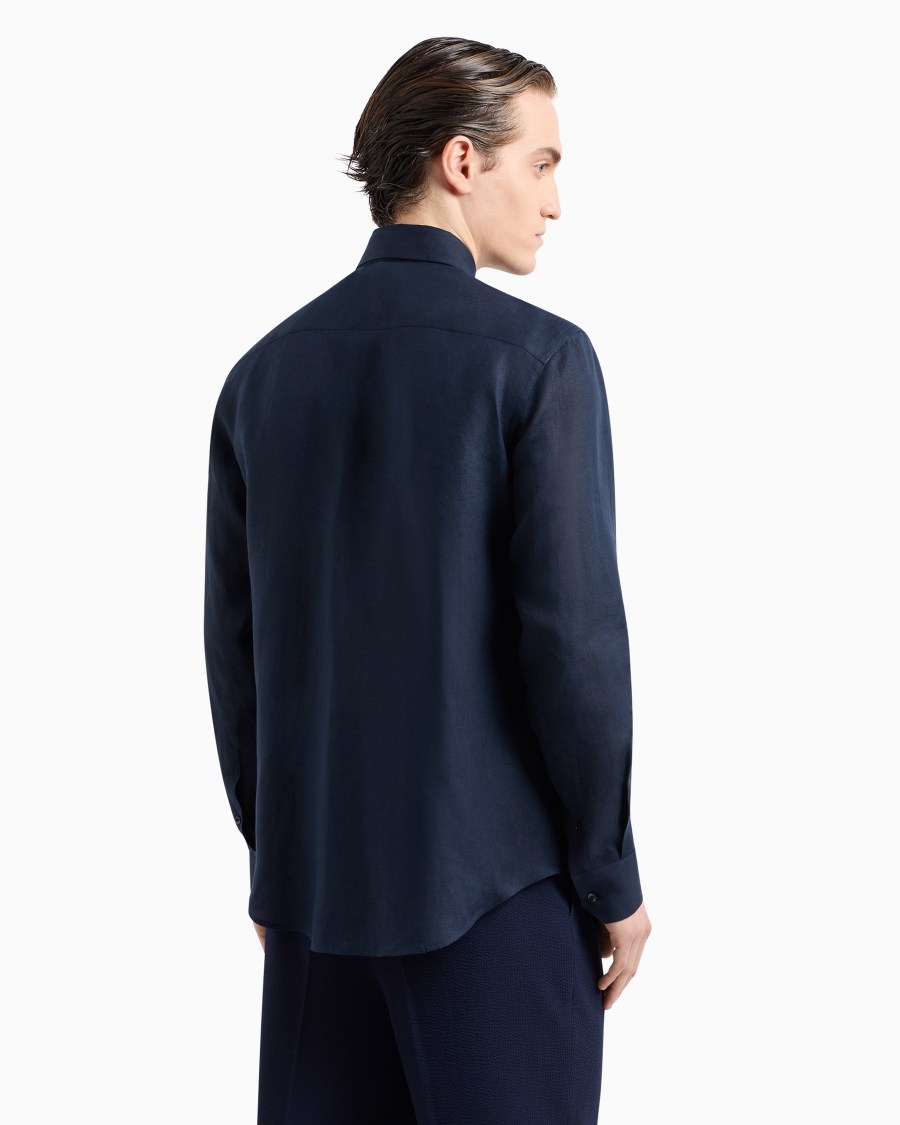 The World Of Armani CAMICIA REGULAR FIT IN LINO