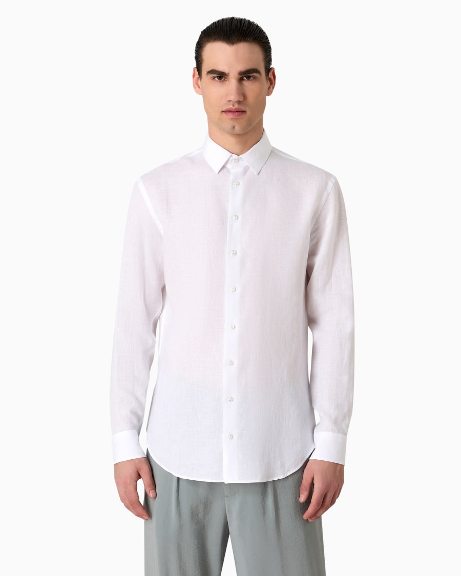 The World Of Armani CAMICIA REGULAR FIT IN LINO