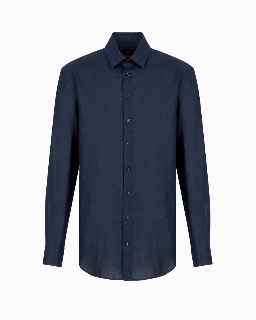 The world of armani CAMICIA REGULAR FIT IN LINO