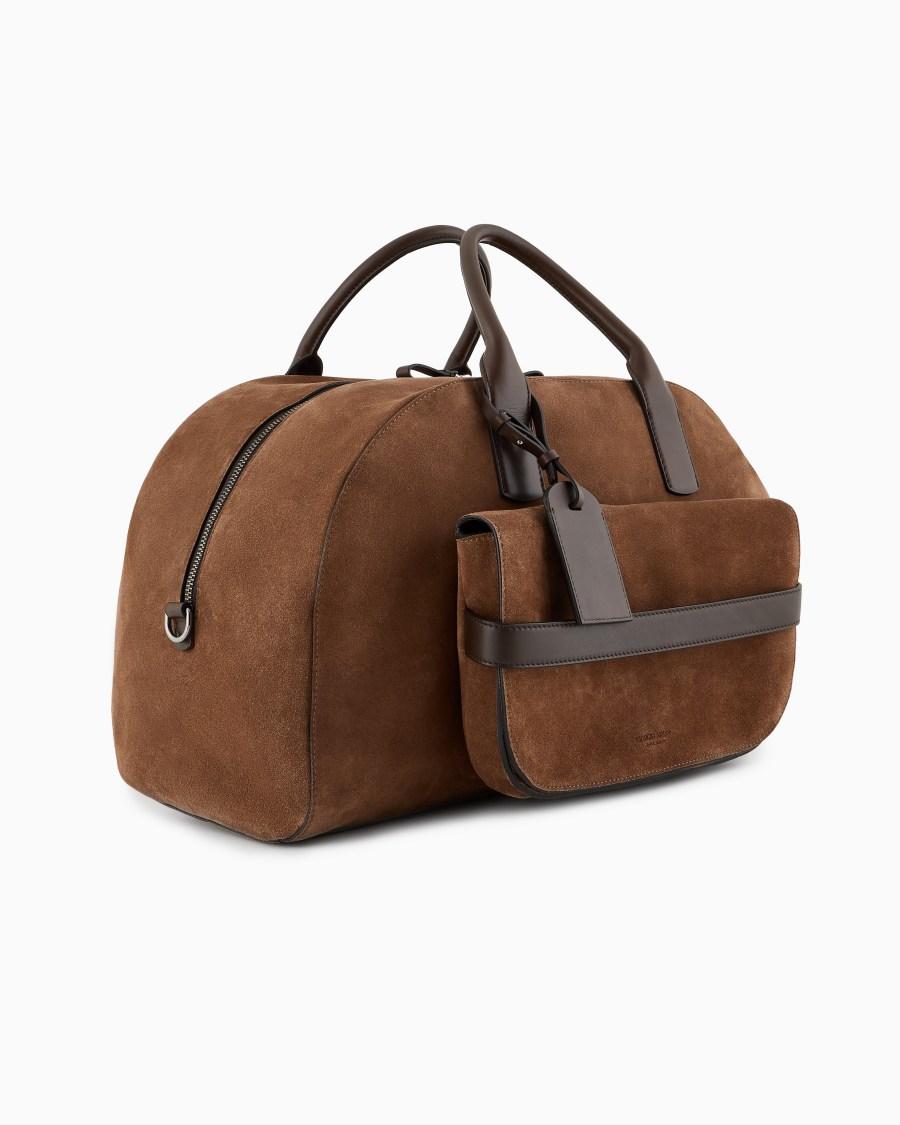 The World Of Armani DUFFLE BAG IN SUEDE E PELLE