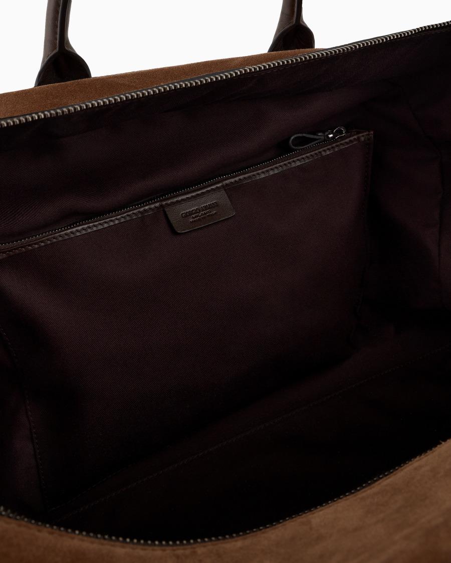 The World Of Armani DUFFLE BAG IN SUEDE E PELLE