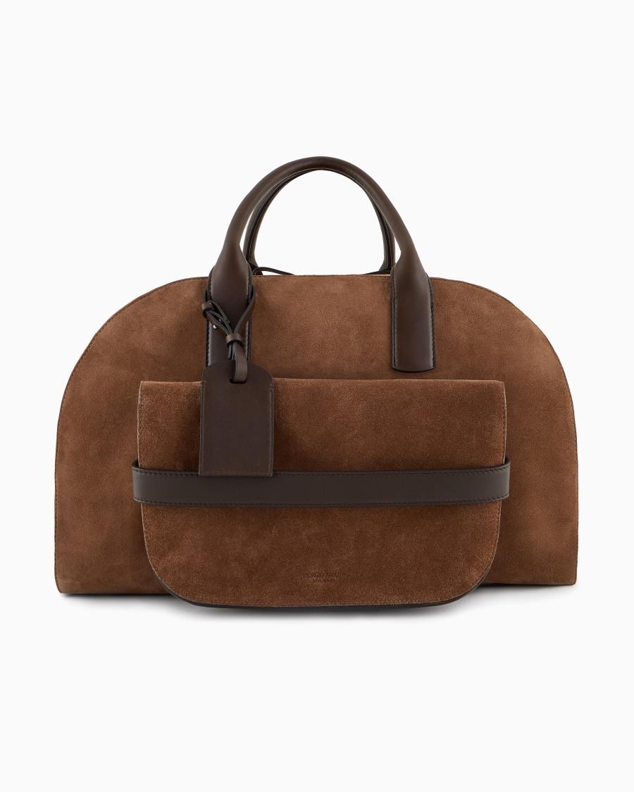 The world of armani DUFFLE BAG IN SUEDE E PELLE