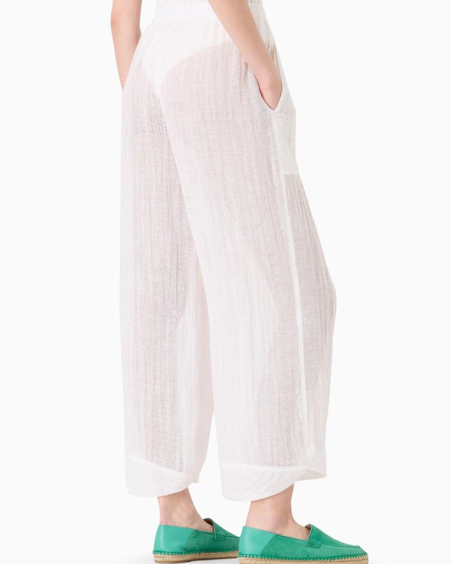 The World Of Armani PANTALONI AMPI IN MISTO LINO