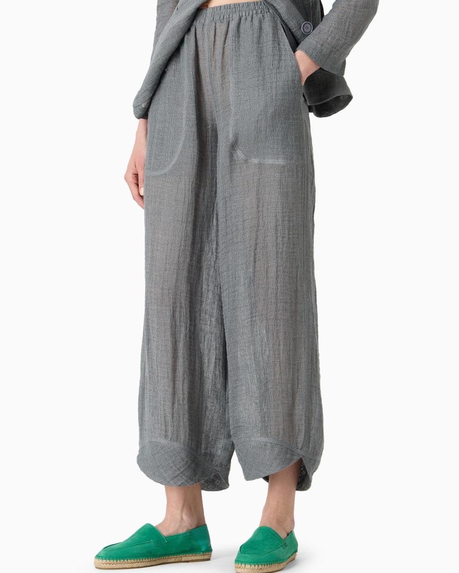 The World Of Armani PANTALONI AMPI IN MISTO LINO