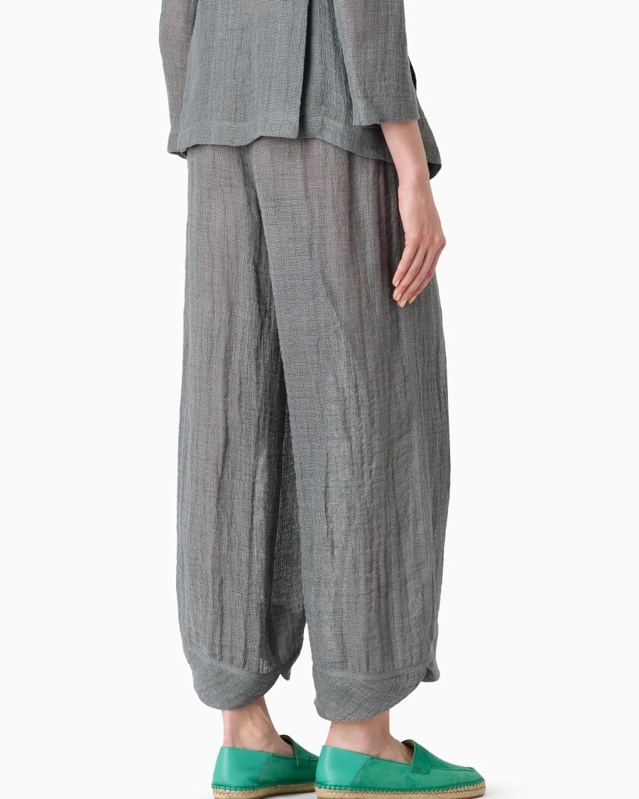 The World Of Armani PANTALONI AMPI IN MISTO LINO