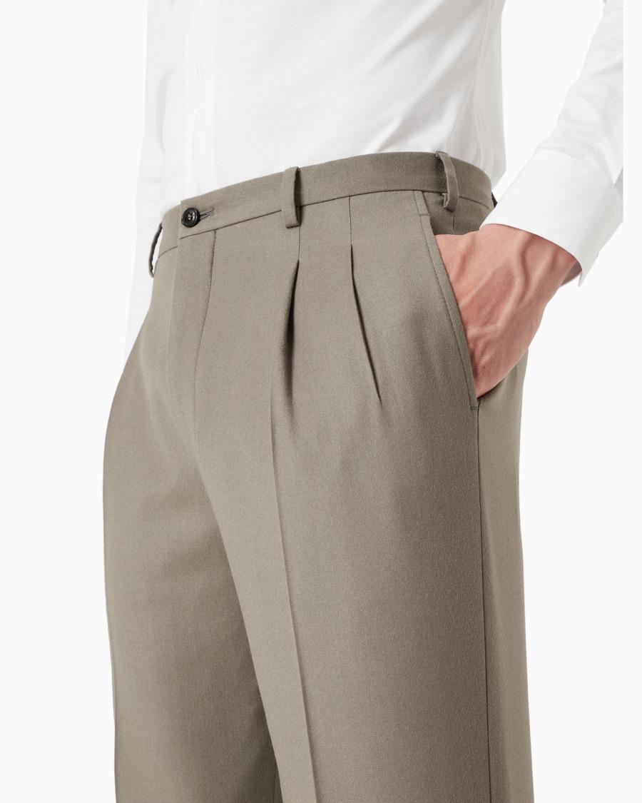 The World Of Armani PANTALONI IN FLANELLA DI LANA