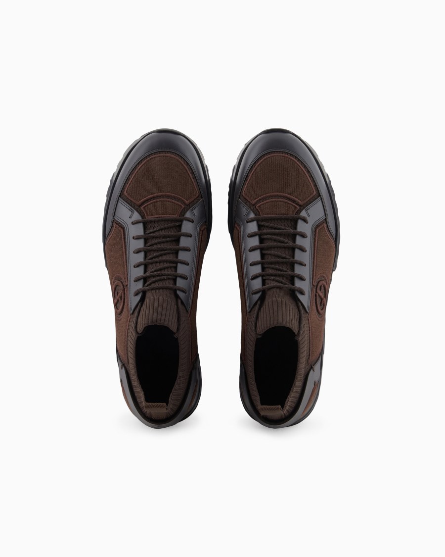 The World Of Armani SNEAKERS IN MAGLIA E PELLE