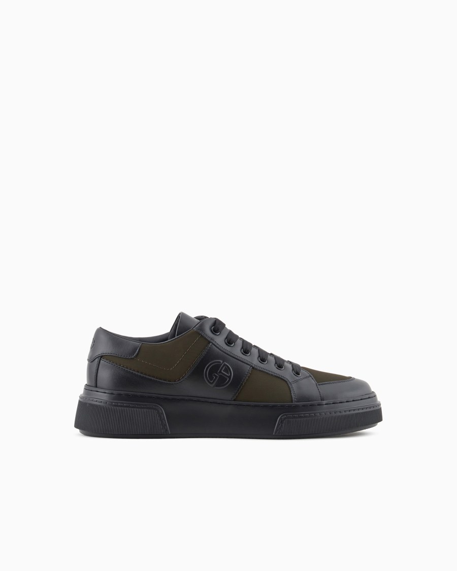 The world of armani SNEAKERS IN PELLE E TESSUTO