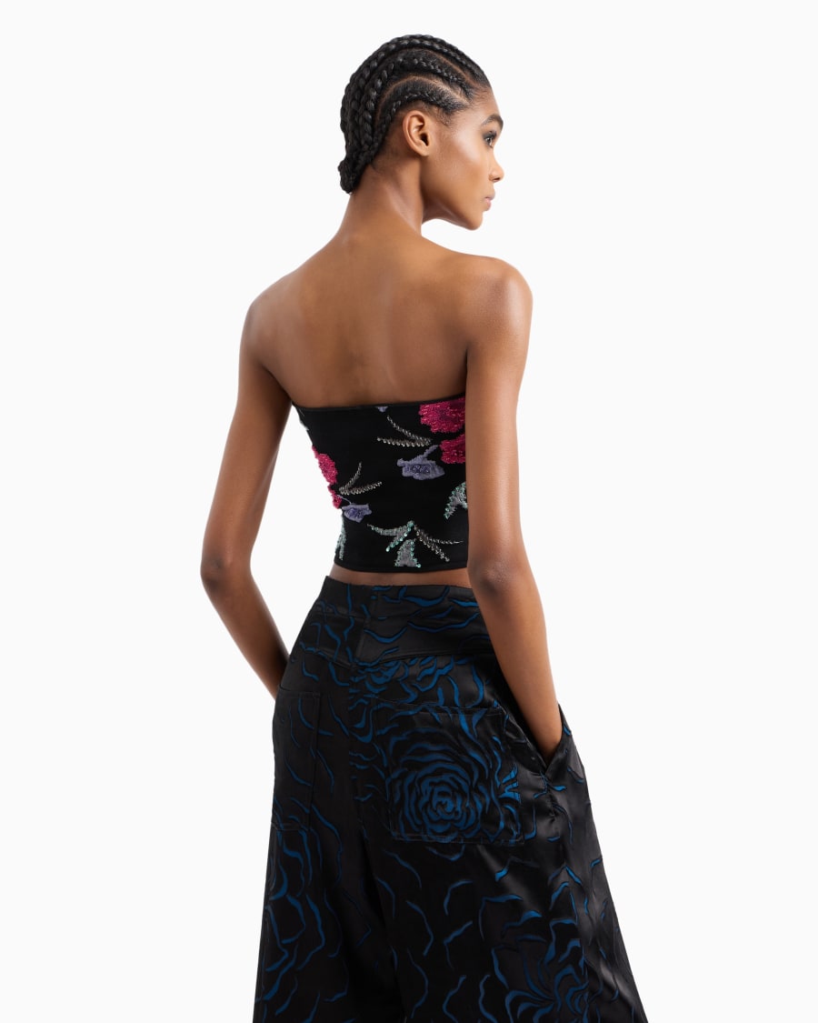 The World Of Armani TOP A FASCIA IN VISCOSA STRETCH CON JACQUARD FLOREALE