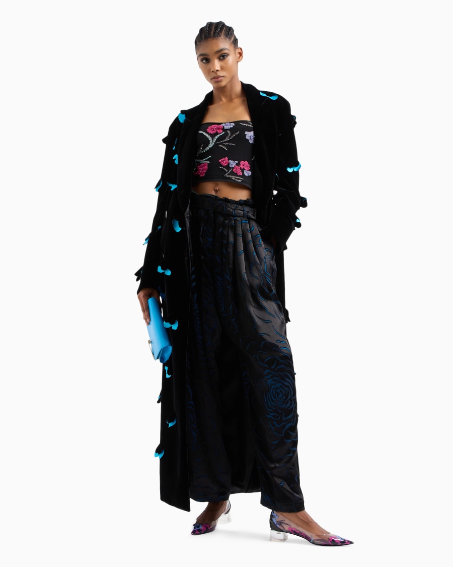 The World Of Armani TOP A FASCIA IN VISCOSA STRETCH CON JACQUARD FLOREALE