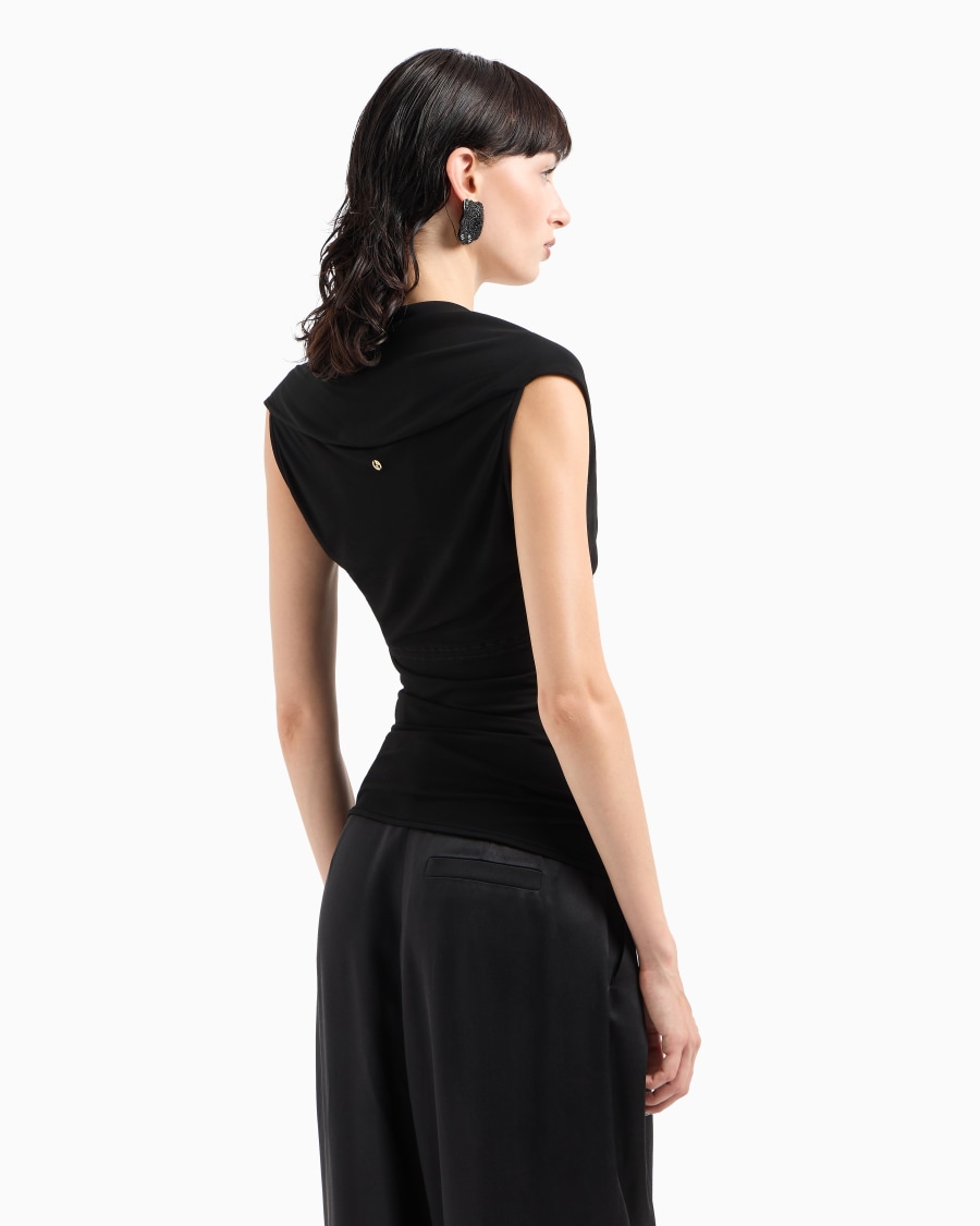 The World Of Armani TOP A MANICHE CORTE IN JERSEY DI VISCOSA CREPE ASV