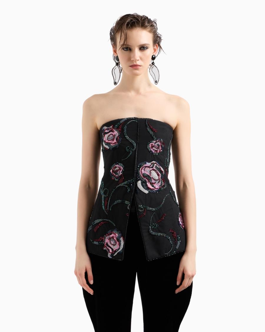 The World Of Armani TOP BUSTIER CON RICAMO FLOREALE ALL-OVER