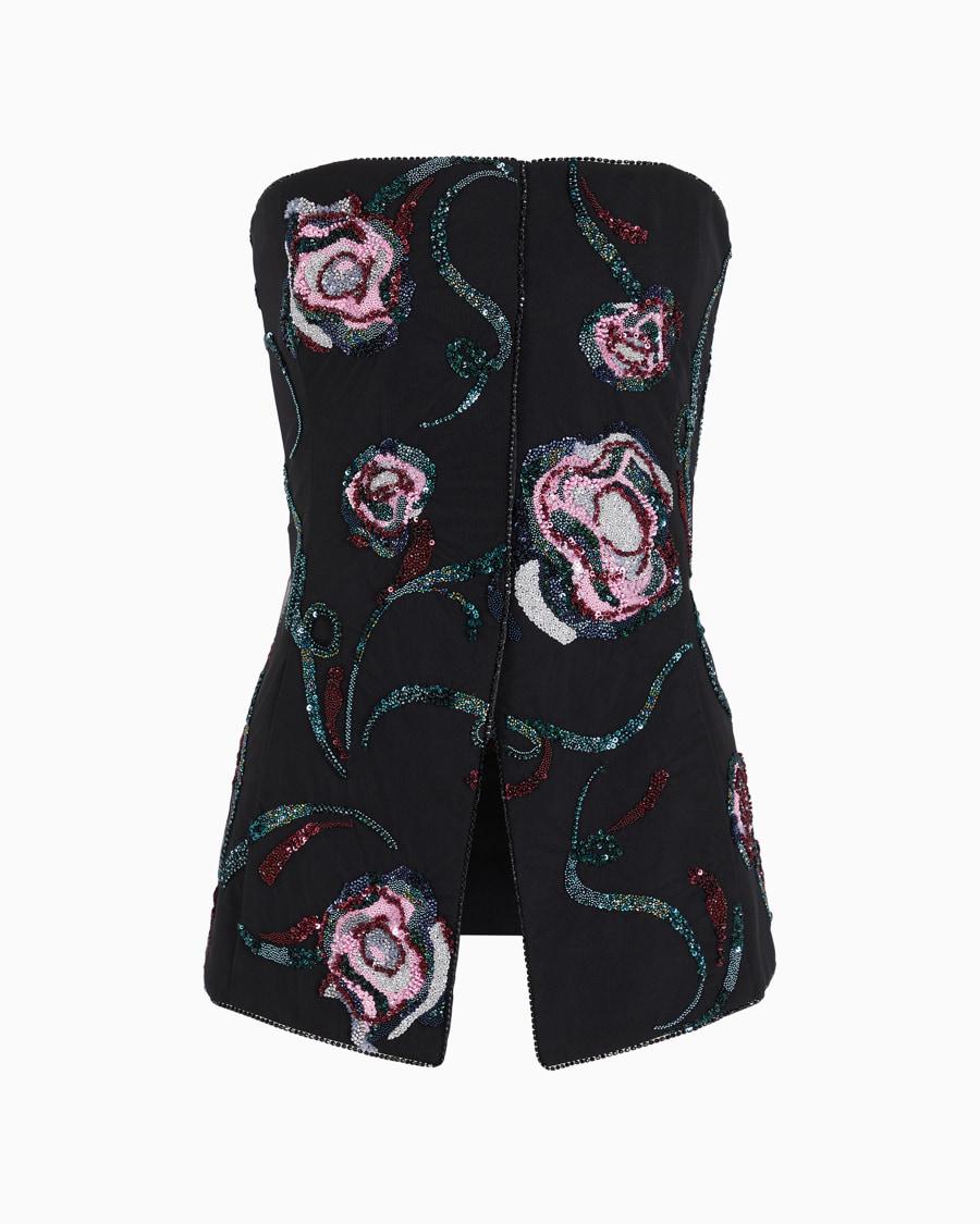 The world of armani TOP BUSTIER CON RICAMO FLOREALE ALL-OVER
