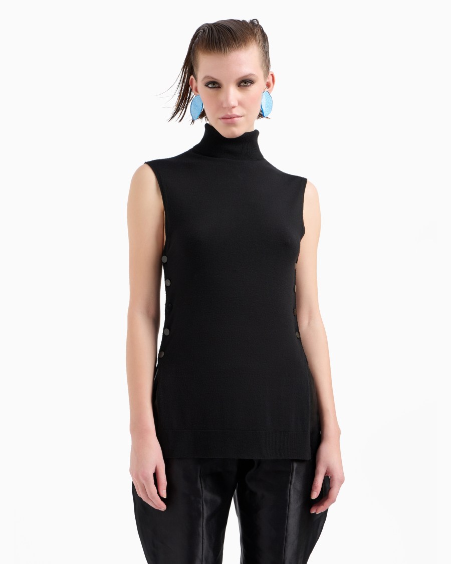 The World Of Armani TOP CON COLLO A LUPETTO IN LANA VERGINE