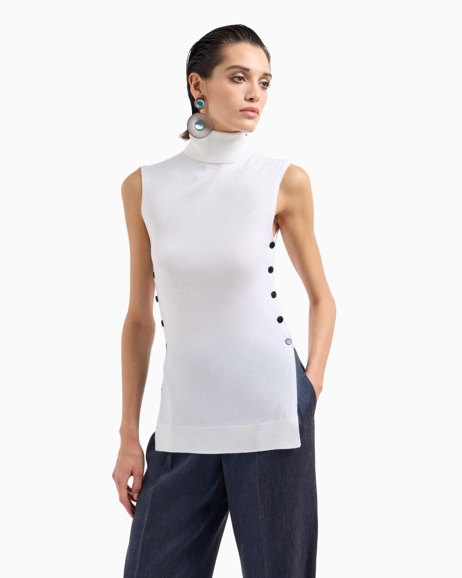 The World Of Armani TOP CON COLLO A LUPETTO IN LANA VERGINE