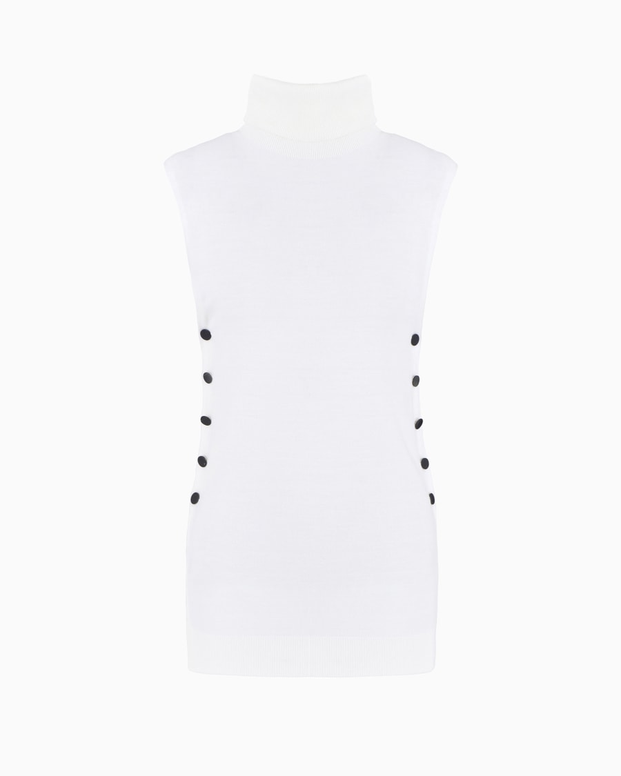 The world of armani TOP CON COLLO A LUPETTO IN LANA VERGINE