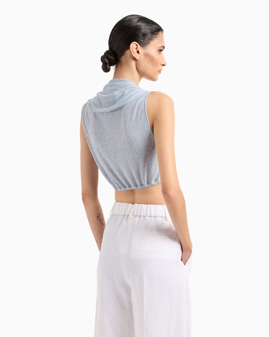 The World Of Armani TOP IN JERSEY DI LINO E VISCOSA MILLERIGHE