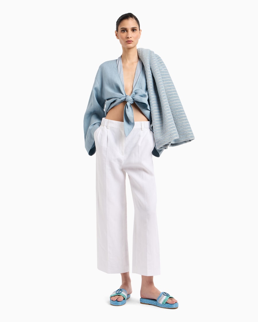 The World Of Armani TOP IN JERSEY DI LINO E VISCOSA MILLERIGHE