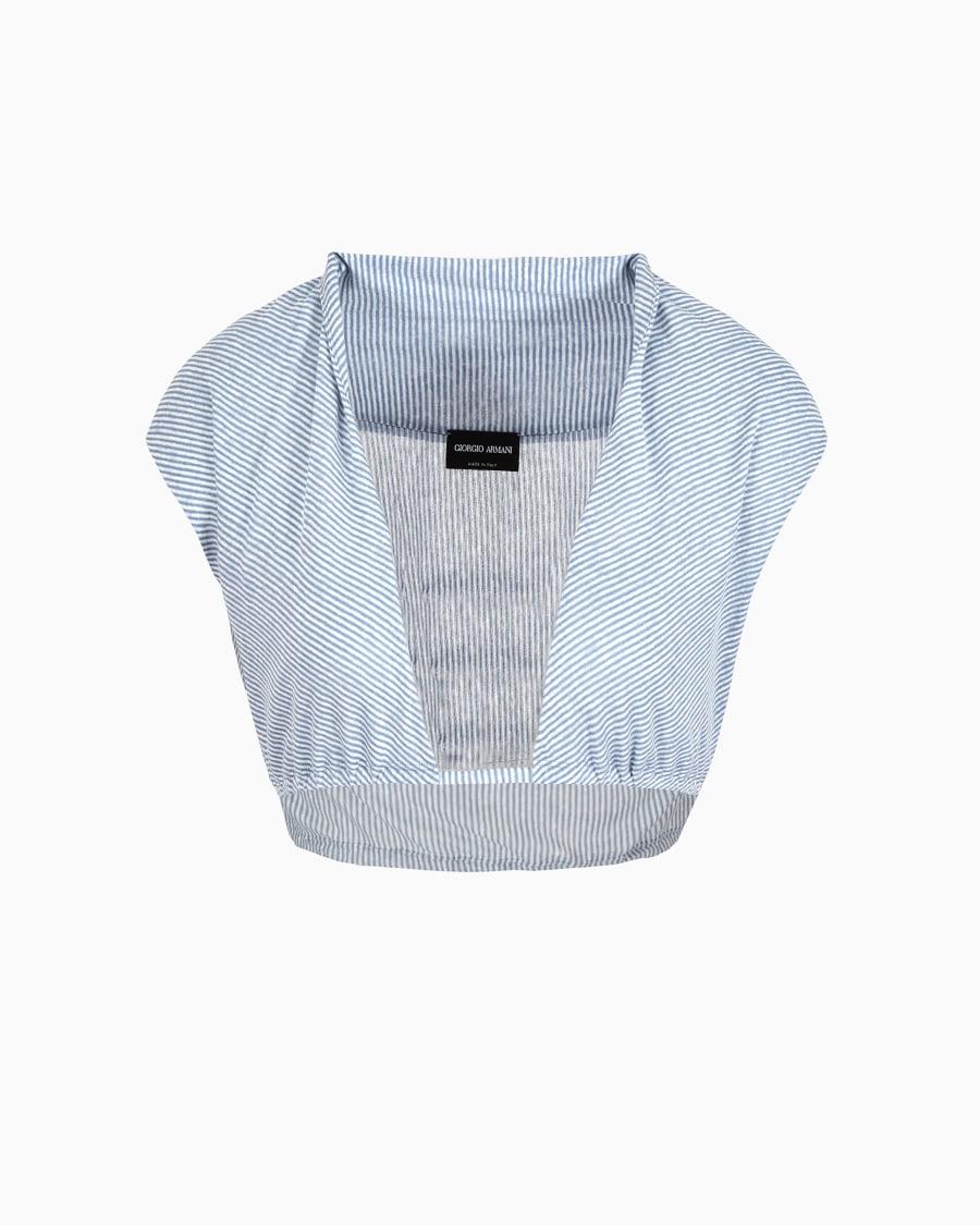 The world of armani TOP IN JERSEY DI LINO E VISCOSA MILLERIGHE