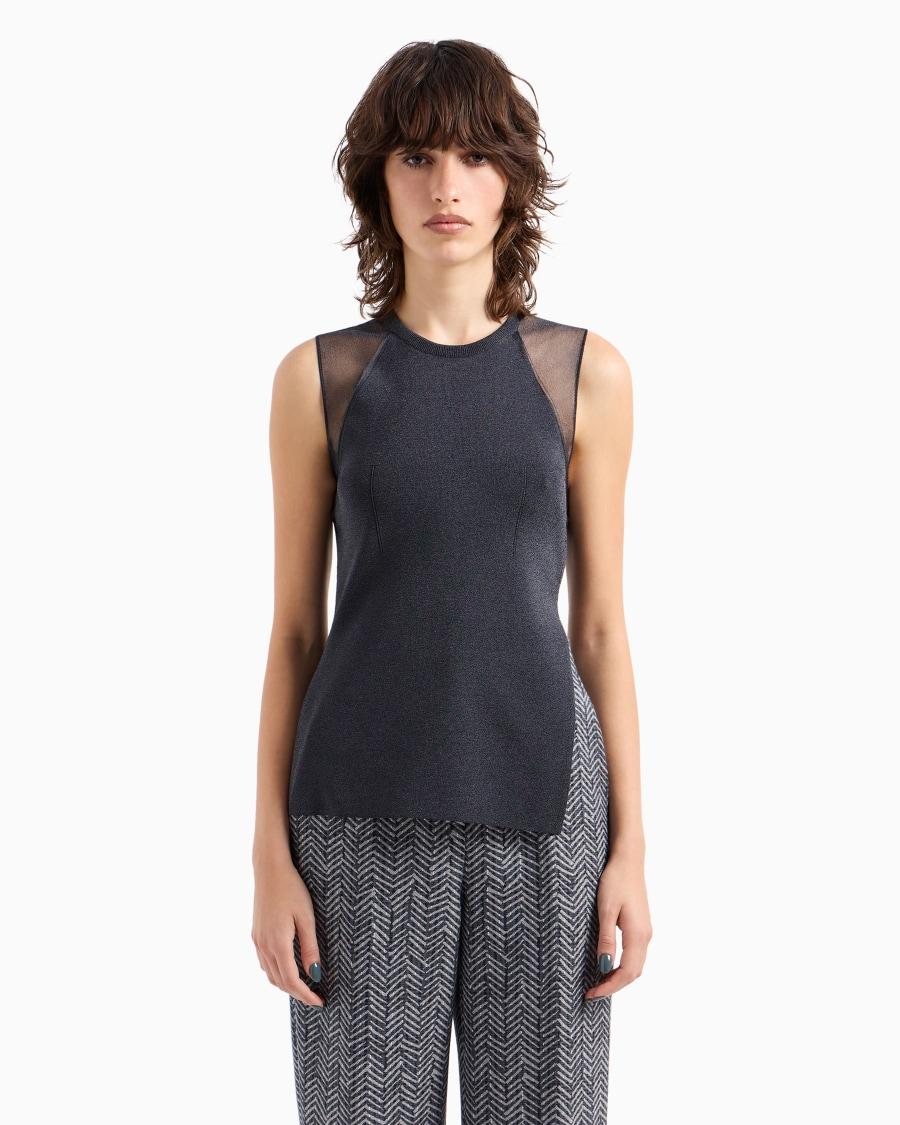 The World Of Armani TOP IN MAGLIA DI MISTO VISCOSA STRETCH