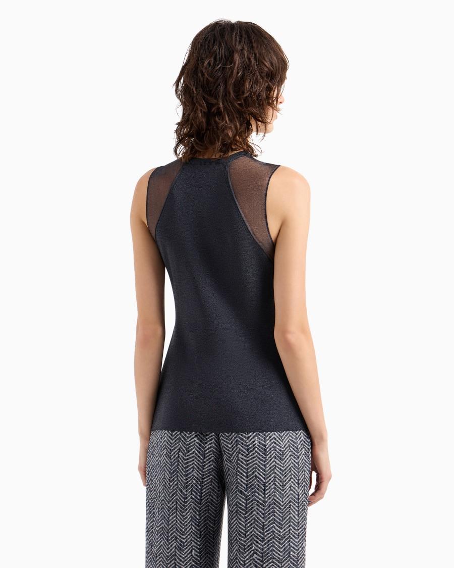 The World Of Armani TOP IN MAGLIA DI MISTO VISCOSA STRETCH
