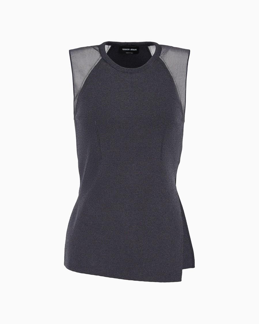 The world of armani TOP IN MAGLIA DI MISTO VISCOSA STRETCH