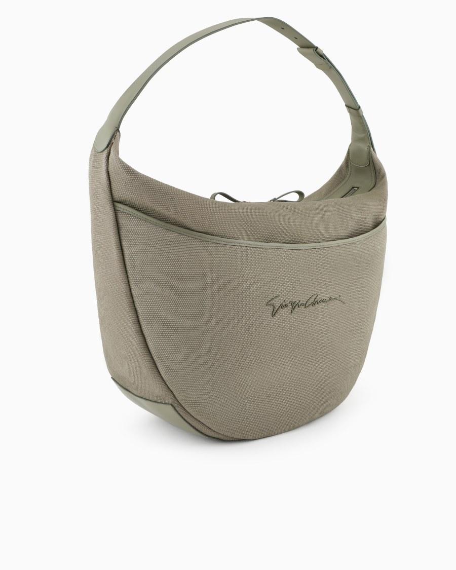 The World Of Armani TRACOLLA MAXI A MEZZALUNA IN CANVAS