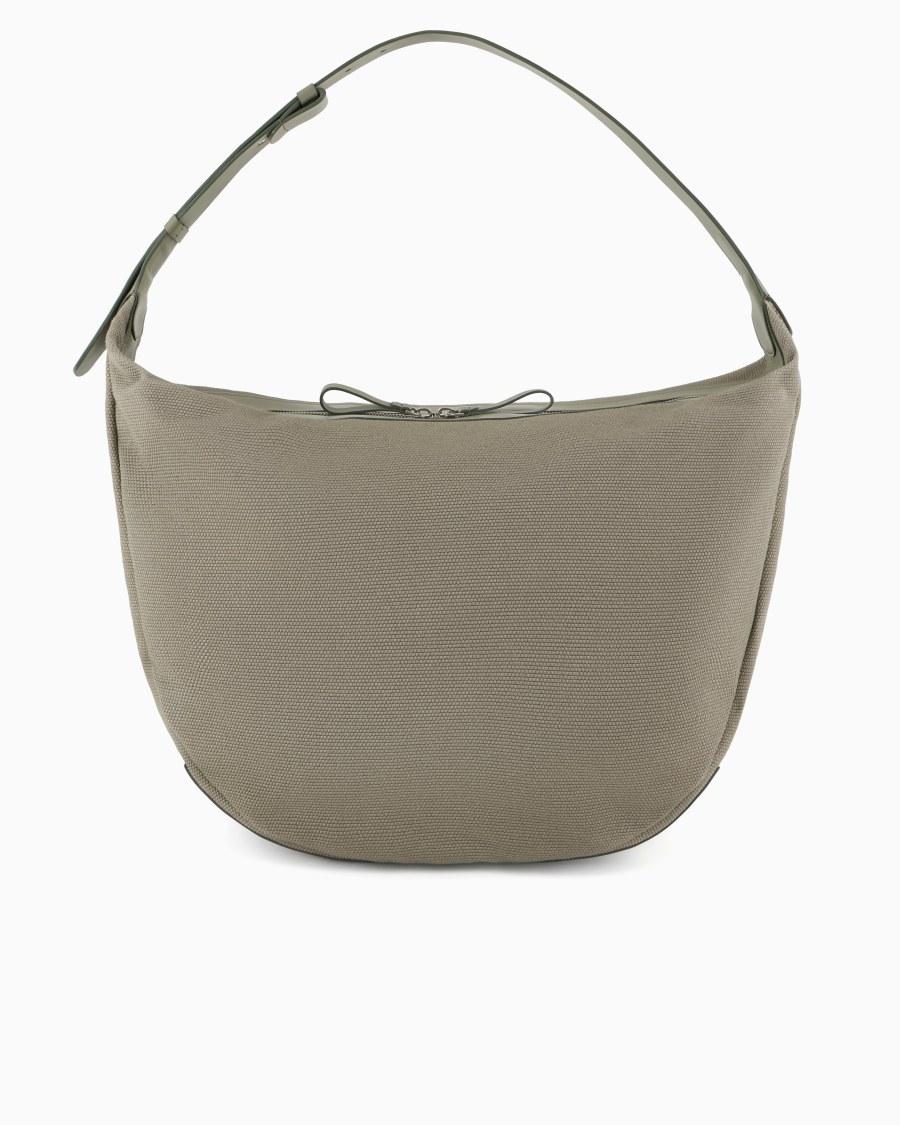 The World Of Armani TRACOLLA MAXI A MEZZALUNA IN CANVAS