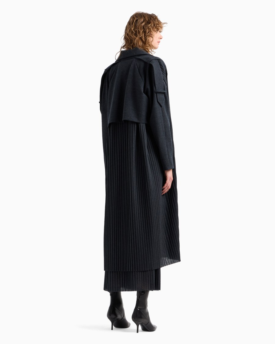 The World Of Armani TRENCH LUNGO IN JERSEY DI LANA PLISSÉ
