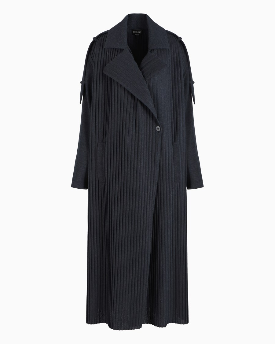 The world of armani TRENCH LUNGO IN JERSEY DI LANA PLISSÉ