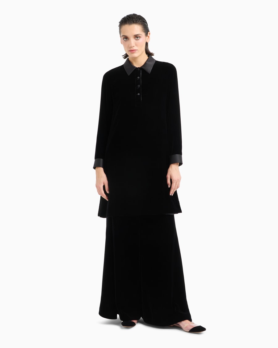 The World Of Armani TUNICA A MANICHE LUNGHE IN VELLUTO E SETA