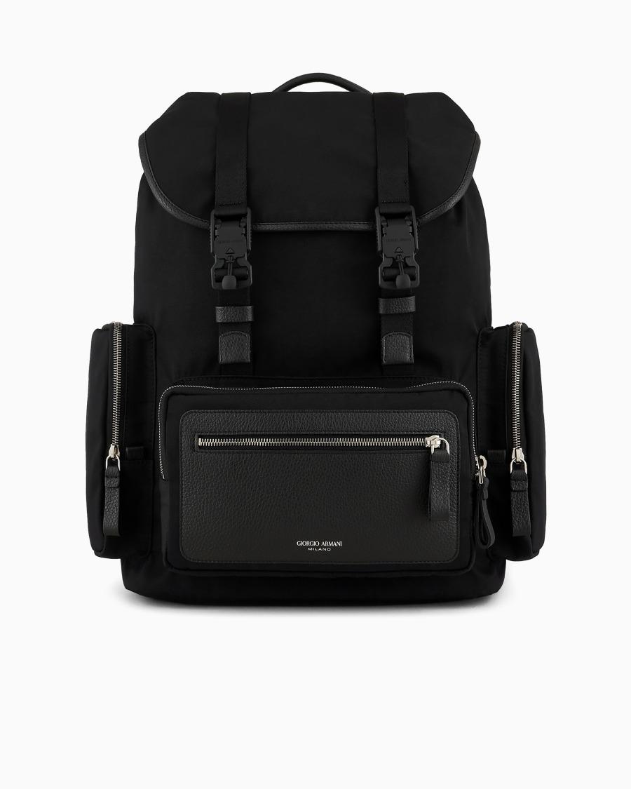 The world of armani ZAINO IN NYLON E PELLE GRANATA ASV