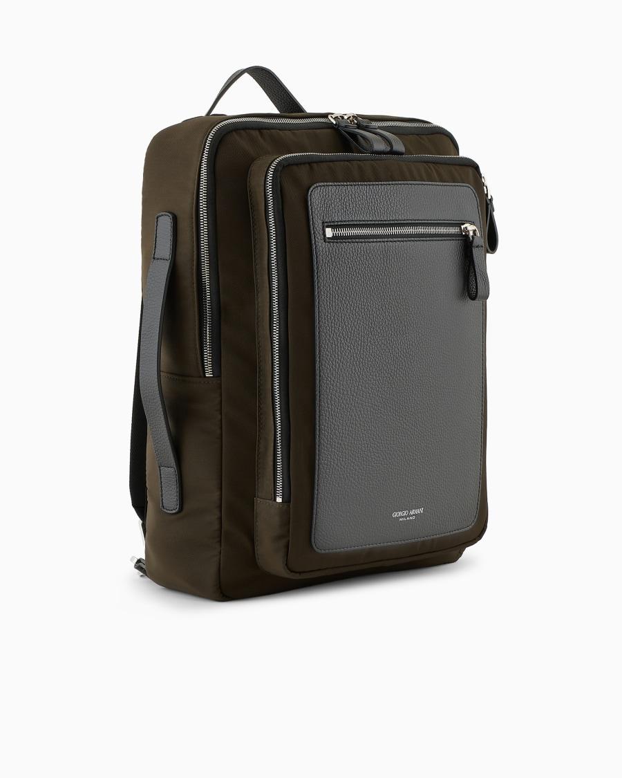 The World Of Armani ZAINO IN NYLON E PELLE GRANATA ASV