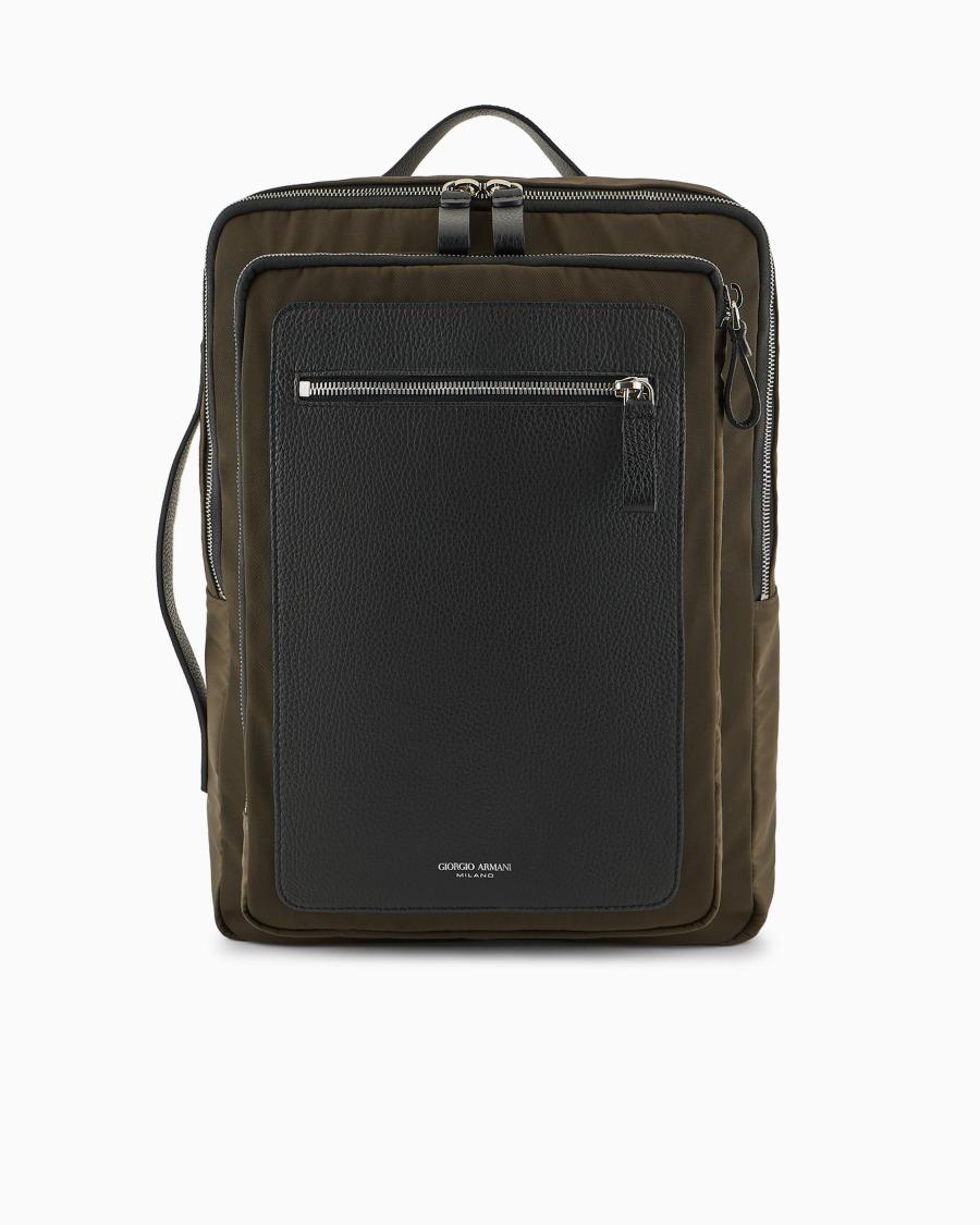 The world of armani ZAINO IN NYLON E PELLE GRANATA ASV