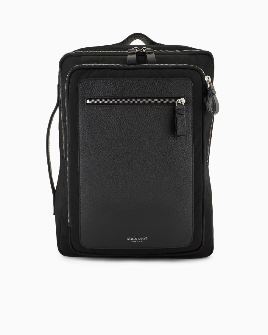 The world of armani ZAINO IN NYLON E PELLE GRANATA ASV