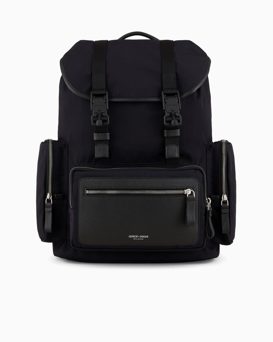 The world of armani ZAINO IN NYLON E PELLE GRANATA ASV