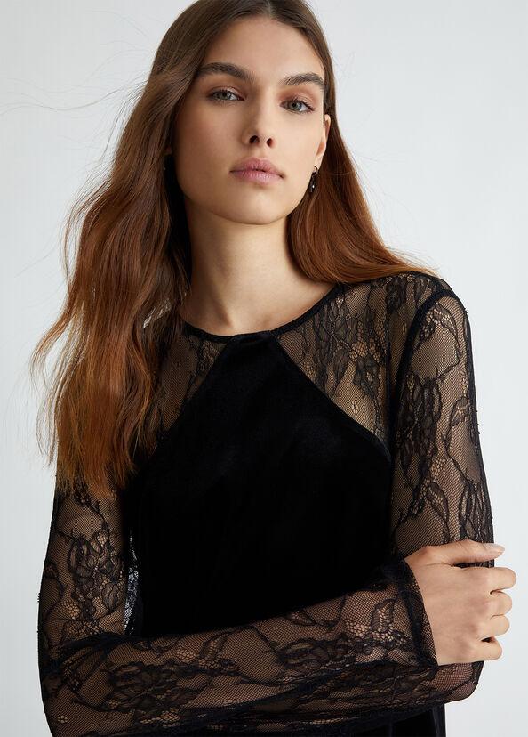 Liu Jo Abito Corto In Pizzo E Velluto