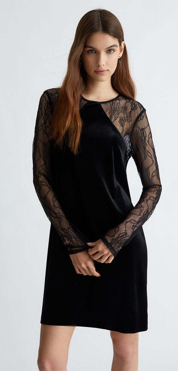 Liu Jo Abito corto in pizzo e velluto
