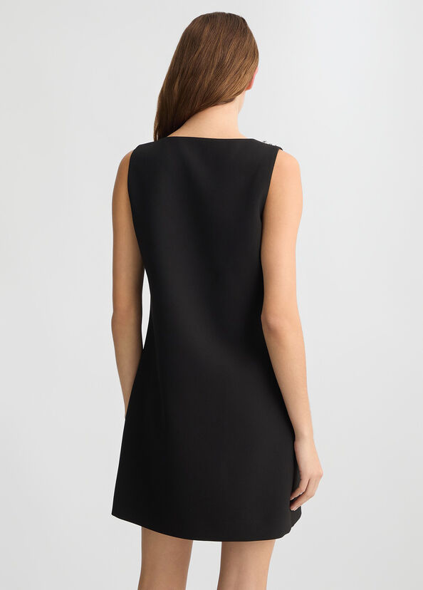 Liu Jo Abito Corto Nero Con Ricami Gioiello