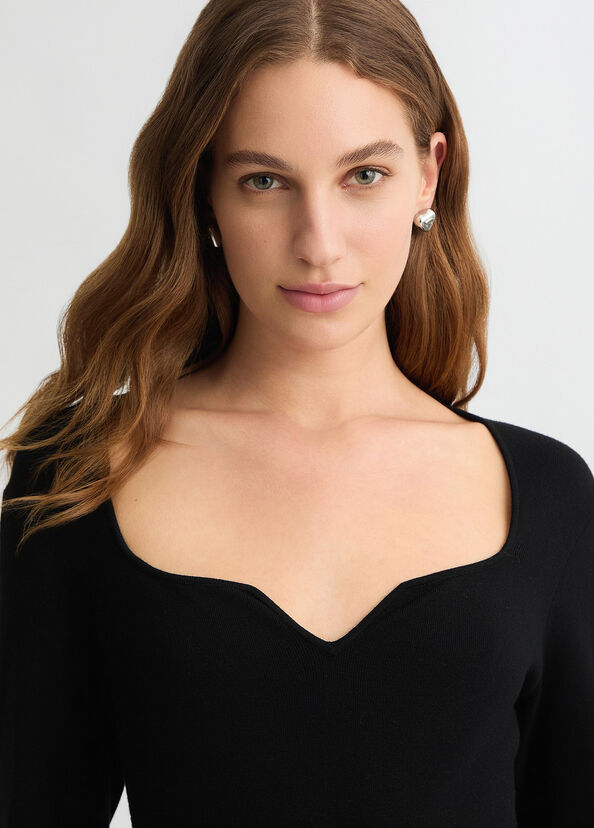 Liu Jo Abito Corto Nero Con Ricami Gioiello