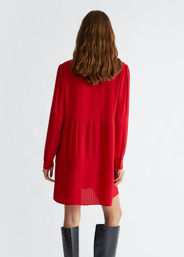Liu Jo Abito Corto Plissé Rosso