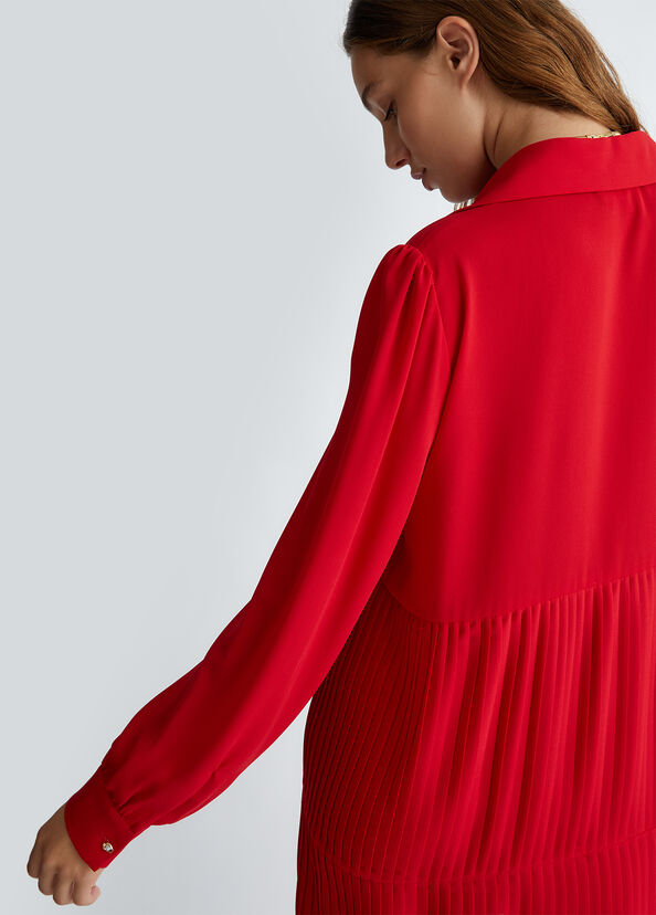 Liu Jo Abito Corto Plissé Rosso