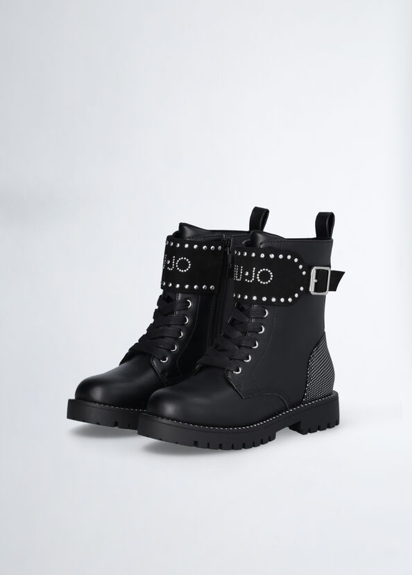 Liu Jo Anfibi Neri Con Maxi Logo