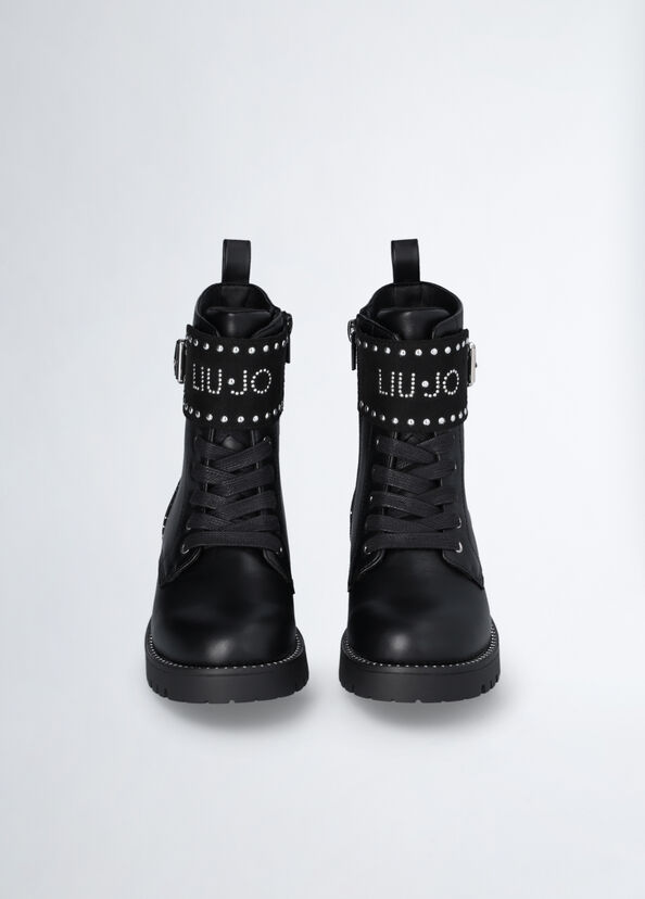 Liu Jo Anfibi Neri Con Maxi Logo