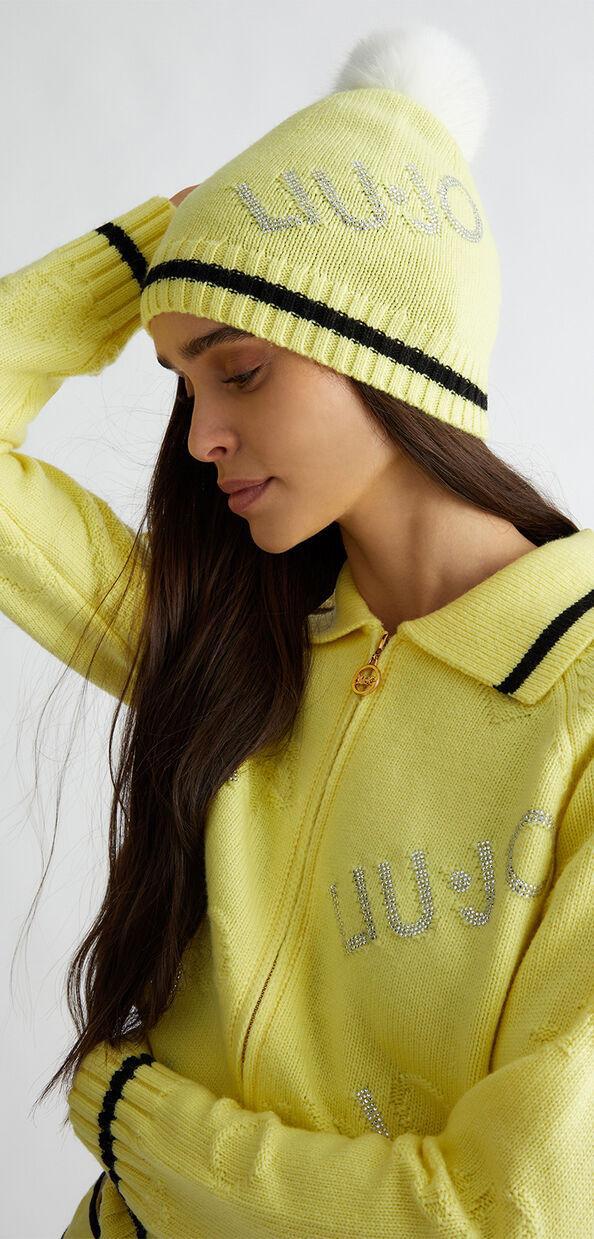 Liu Jo Berretto giallo con pon-pon