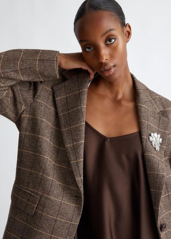 Liu Jo Blazer Check Con Spilla Gioiello