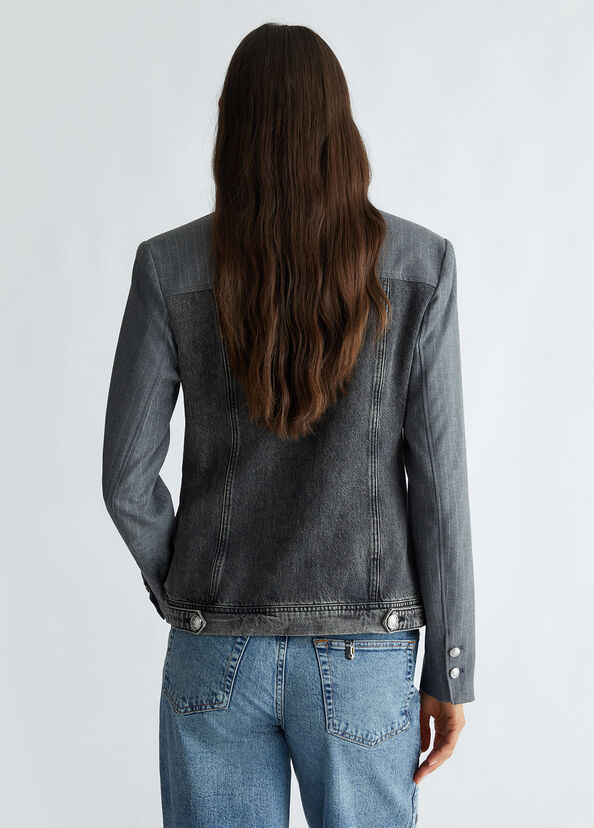 Liu Jo Blazer In Twill Gessato E Denim